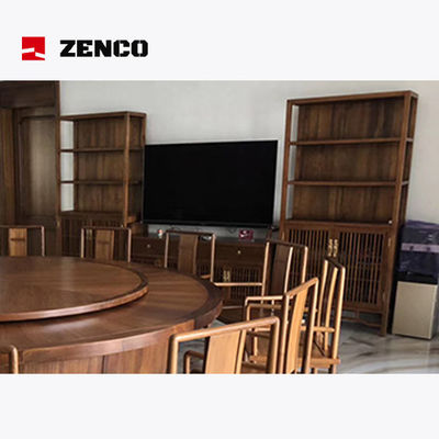 Thiết bị ăn theo phong cách Trung Quốc bằng gỗ rắn với bàn quay 12 ghế và 2 tủ rượu vang