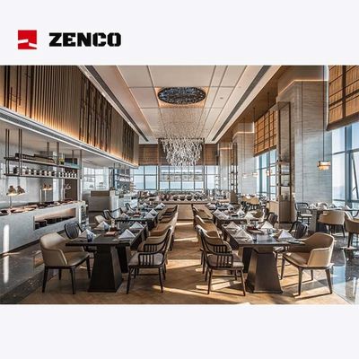 Modern Luxury Hotel Restaurant Furniture Set Solid Wood Table and Leather Chairs for Four (Máy nội thất khách sạn và nhà hàng sang trọng hiện đại)