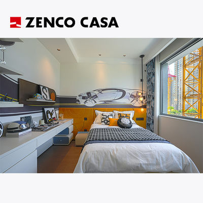 Thiết bị phòng ngủ tối giản hiện đại bao gồm bàn cạnh giường và bàn làm việc trắng